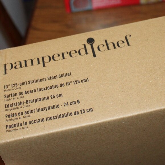 Pampered Chef Stainless Steel 10" Skillet Frying Pan with Cover 2 1/4 Quart NIB - Picture 2 of 7